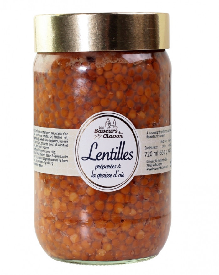 LENTILLES CUISINEES TOMATE ET GRAISSE D'OIE 